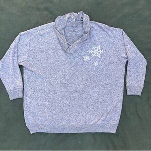 Super Soft Grey Cowl Neck Snowflake Sweater